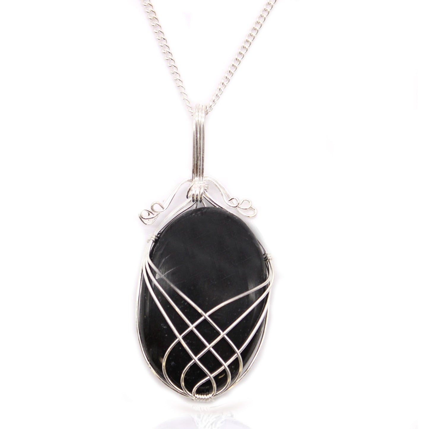 Collar de Piedras Envueltas en Cascada - Ónix Negro