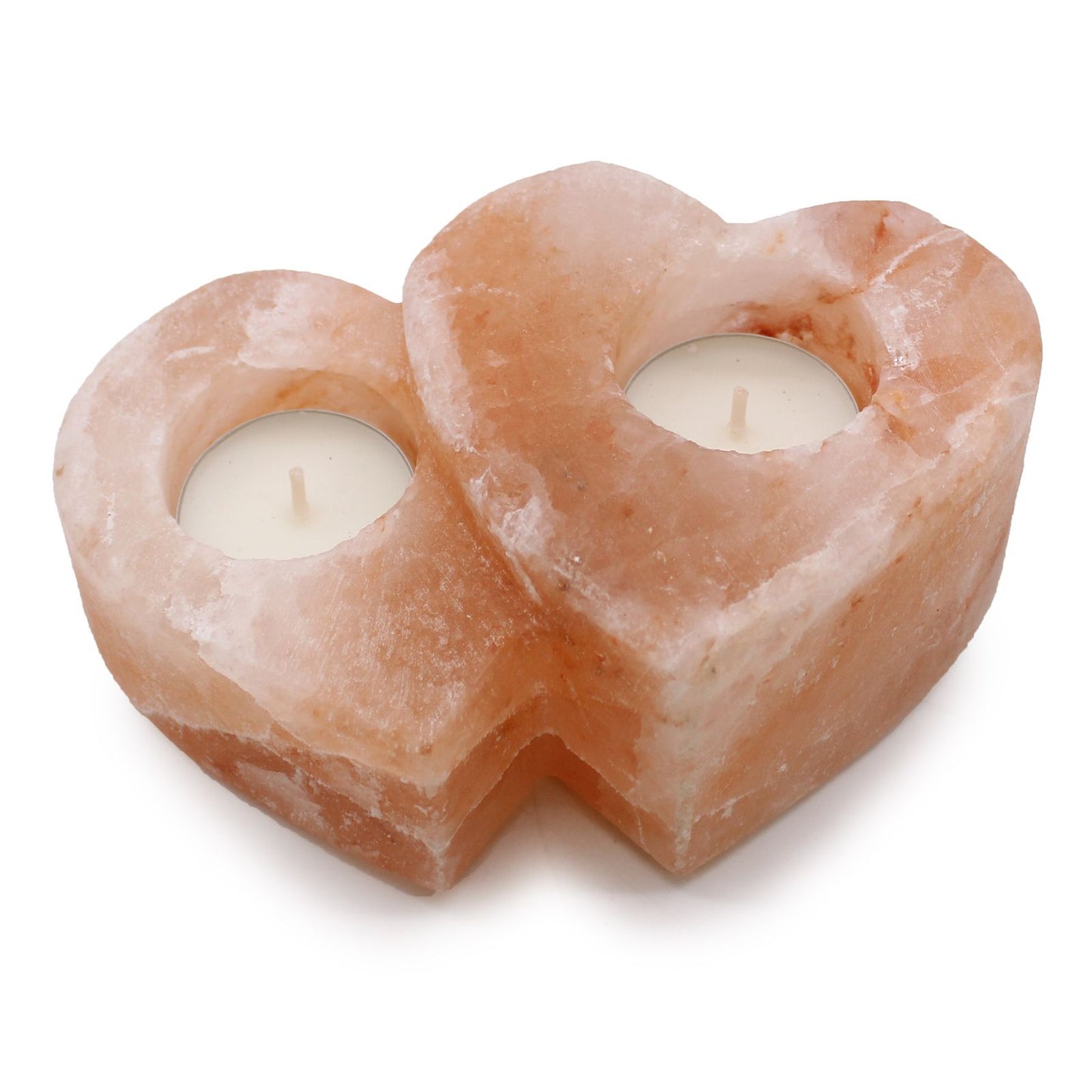 Portavelas de Sal del Himalaya Doble Corazón 1kg - Amor y Conexión