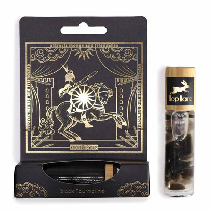 HH Tarot Roll On - El Caballero – Turmalina Negra para Protección Energética y Equilibrio (Chakra Raíz)