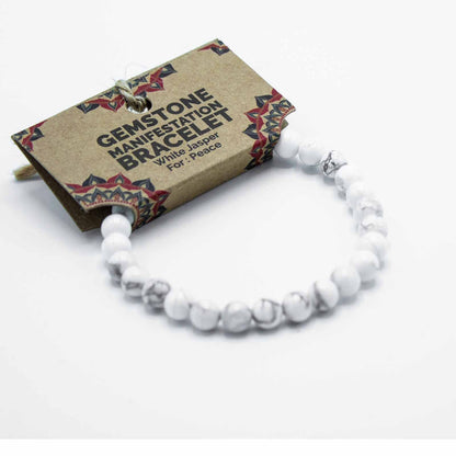 Pulsera de Manifestación de Piedras Preciosas - Jaspe Blanco - Paz